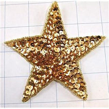 Load image into Gallery viewer, Choice of size Gold Star with Sequins and Beads (5 pack)