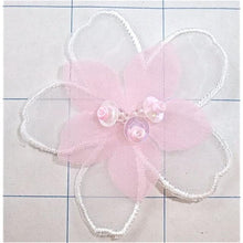 Load image into Gallery viewer, PINK AND WHITE CHIFFON FLOWER WITH SEQUINS 2.5&quot;