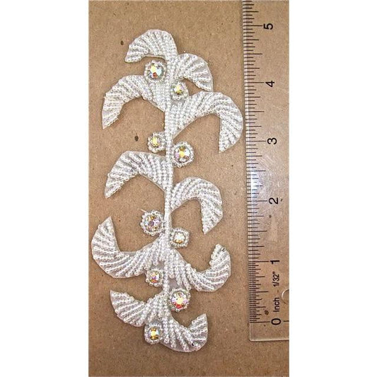 Designer Motif with Silver Beads and 9 AB Rhinestones 5.5" x 2.5"