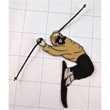 Load image into Gallery viewer, Skier, Black with Gold Metallic Iron-on 4.5&quot; x 3&quot;