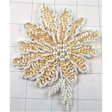 Load image into Gallery viewer, Flower Beige with White Pearls and Beads 3.25&quot;