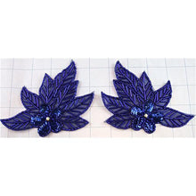Load image into Gallery viewer, Leaf Royal Blue Pair with AB Crystal 4&quot; x 4.5&quot;