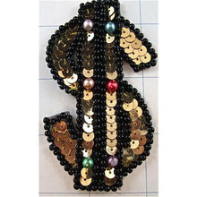 Load image into Gallery viewer, $ Sign, Gold w/ Black Beads, 3.5&quot; x 2&quot;