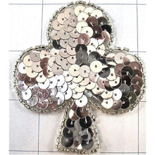 Load image into Gallery viewer, Card Suit Club with Silver Sequins and Beads 3&quot; x 2.5&quot;