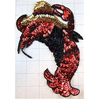 Lobster Male with Red Black and Gold Sequins and Beads 8