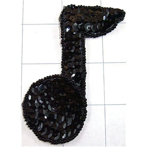 Single Note Black Sequins and Beads 3.25" x 2.50"