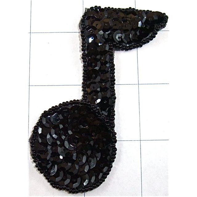 Single Note Black Sequins and Beads 3.25