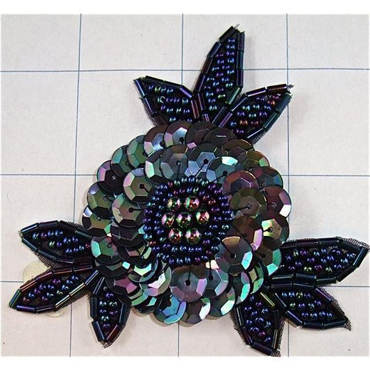 Flower with Moonlite Sequins and Beads 3"