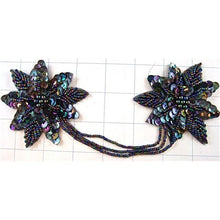 Load image into Gallery viewer, Flower Epaulet Pair with Moonlight Sequins and Beads and Clip Backing 3&quot;