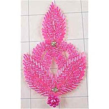 Load image into Gallery viewer, Designer Motif Leaf with Pink Beads and Rhinestones 4&quot;