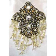 Load image into Gallery viewer, Designer Motif Gold Black Silver with Rhinestones 5&quot; x 3.5&quot;