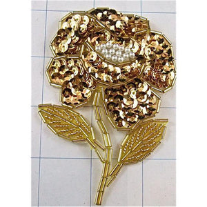 Flower Gold with Pearl Beads 4" x 3"