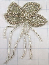 Load image into Gallery viewer, Flower Silver Rhinestones and Beaded Fringe 6&quot; x 4&quot;