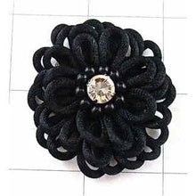 Load image into Gallery viewer, Flower Satin Trim Bow with Rhinestone 2&quot;