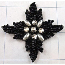 Load image into Gallery viewer, Designer Motif with Black Beads and Rhinestones 2.25&quot;x 2.25&quot;