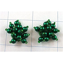 Load image into Gallery viewer, Flower Pair Dark Green Hi Rise Beads 1&quot; x 1&quot;