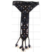 Load image into Gallery viewer, Designer Motif Epaulet with Black and Gun Metal Sequins and Beads 6.5&quot;