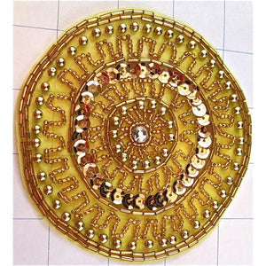 Designer Motif with Gold Beads and Rhinestone 4"