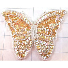 Load image into Gallery viewer, Butterfly Beige and White Sequins and Beads 3&quot; x 3&quot;