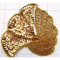Shell Shaped with Gold Sequins and Beads 3.5