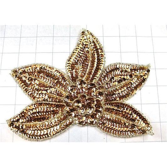 Flower 5 Petals All Gold Sequins 8.5" x 6"