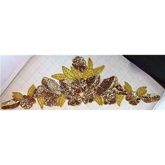 Designer Motif Gold and Silver  Floral Pieces with Rhinestones and Beads 20" x 7"