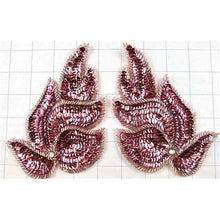 Load image into Gallery viewer, Leaf Pair with Pink Sequins and Beads 5&quot; x 4&quot;