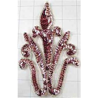 Designer Motif Pink w/ Silver Beaded Trim 6" x 4"