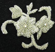 Load image into Gallery viewer, Flower Vintage Silver Beaded with AB Rhinestones 4&quot; x 4&quot;