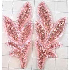 Leaf Pair with Pink Beads 6" x 3"