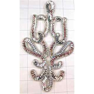 Silver sequin costume applique 7.5" x 4"