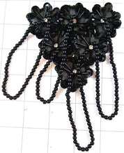 Load image into Gallery viewer, Epaulet with Black Beads and Rhinestones 6&quot; x 4&quot;