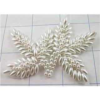 All White Beaded Leaf 3.5" x 2"
