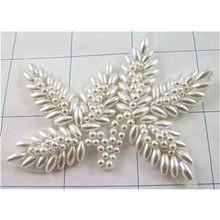 Load image into Gallery viewer, All white beaded leaf 3.5&quot; x 2&quot;
