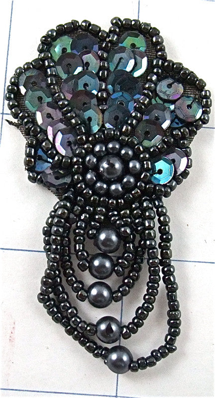 Epaulet with Moonlite Sequins and Beads 2.5" x 1.5"