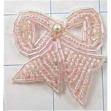 Load image into Gallery viewer, Bow Light Pink Beaded 1.75&quot; x 1.75&quot;