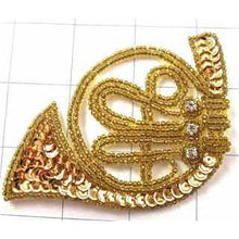 Load image into Gallery viewer, French Horn with Gold Sequins and Beads and Rhinestones 4&quot;