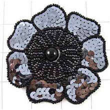 Load image into Gallery viewer, Charcoal flower with sequin and beads 3.5&quot;