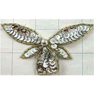 SILVER SEQUIN FLOWER 4"