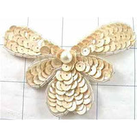 Flower Beige Sequins with Pearl Center 2