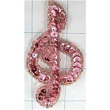 Load image into Gallery viewer, Treble Clef with Pink Sequins and Beads 3&quot; x 2&quot;