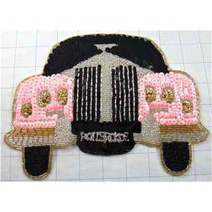 Rolls-Royce Pink and Black Sequins and Beads 7" x 8.5"