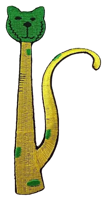 Cat, Color Choice Fuchsia or Yellow Embroidered Iron-on 4.75” x 2"