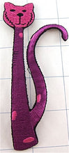 Load image into Gallery viewer, Cat, Color Choice Fuchsia or Yellow or Pink Embroidered Iron-on 4.75&quot; x 2&quot;