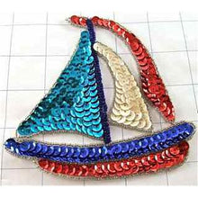 Load image into Gallery viewer, Sailboar with Multi-Colors Sequins and Beads 5&quot; x 5&quot;