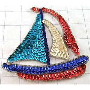 Sailboar with Multi-Colors Sequins and Beads 5" x 5"