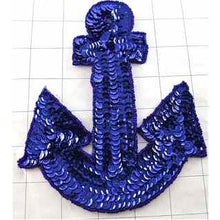 Load image into Gallery viewer, Anchor with Royal Blue Sequins and Beads 3&quot; x 2.5&quot; - Sequinappliques.com