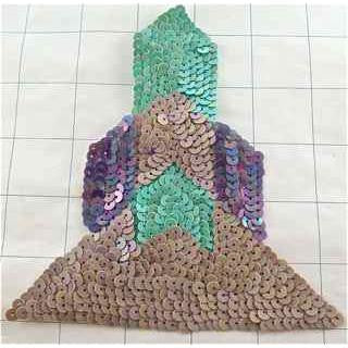 Southwestern Native American Symbol with Brown, Purple and Turquoise Sequins 5.5" x 5"