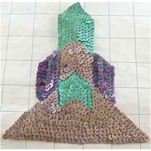 Southwestern Native American Symbol with Brown, Purple and Turquoise Sequins 5.5" x 5"
