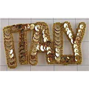 Words ITALY in Gold 2" x 4"